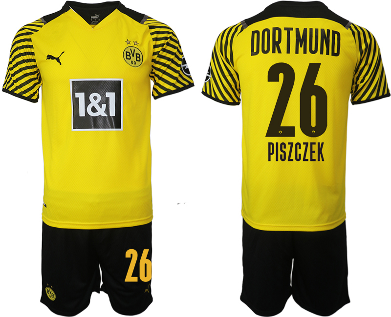 Men 2021-2022 Club Borussia Dortmund home #26 yellow Soccer Jersey
